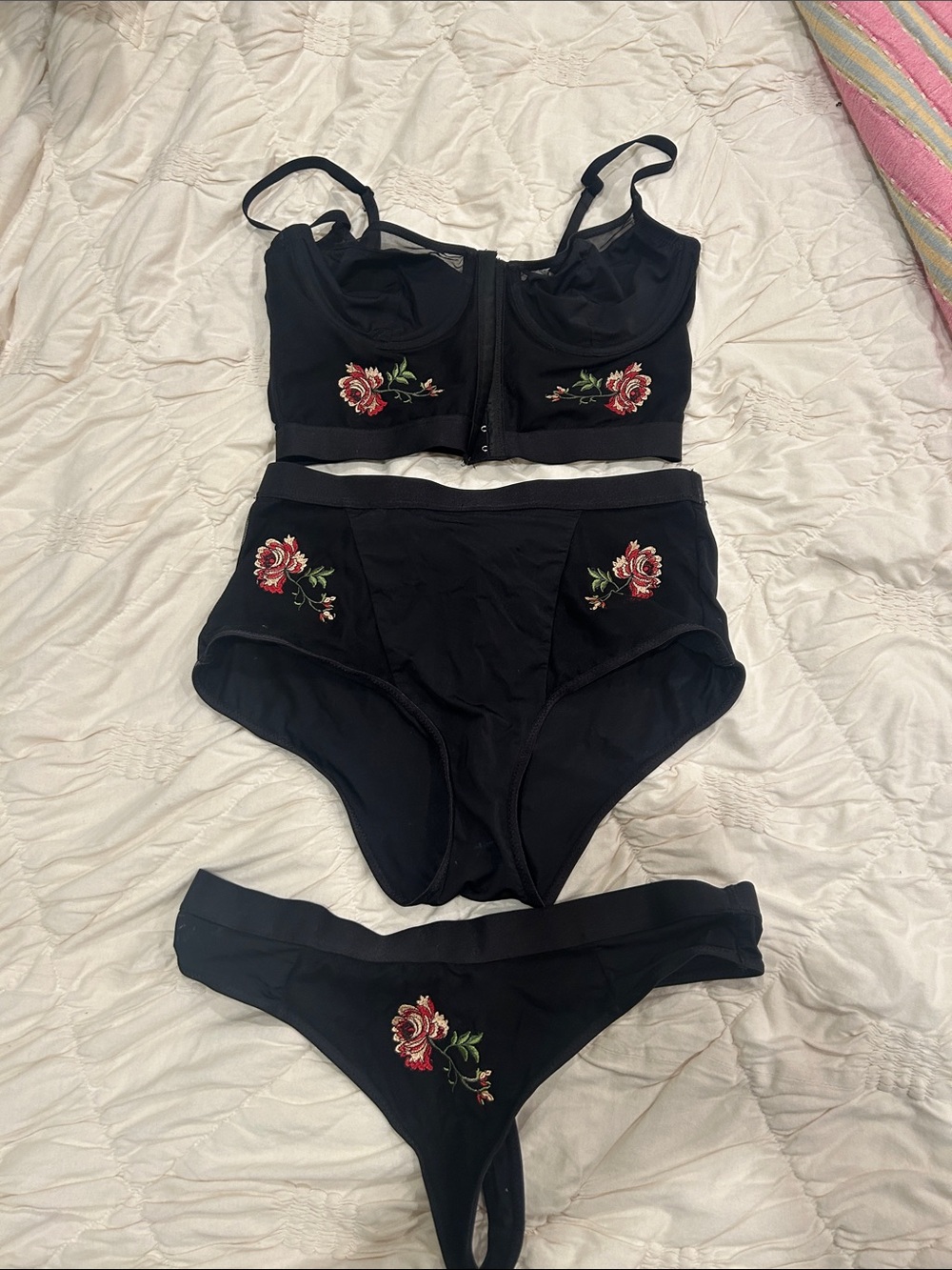 Rose/Black Bra + Underwear Set